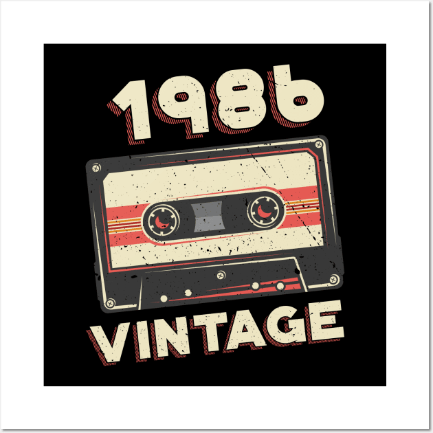 Vintage 1986 Retro Cassette Tape 34th Birthday Wall Art by aneisha
